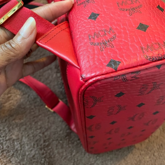 Authentic Red Mcm back pack with black MCM logo main image 10
